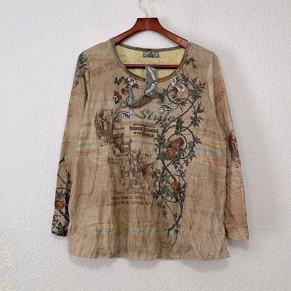 Vanilla Sugar Y2K Western Floral Top